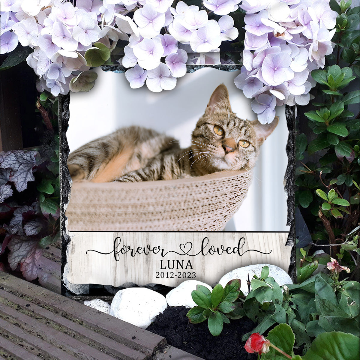 Für immer geliebte Katze/Hund – Geschenk für Hundeliebhaber, die ihre Katze oder ihren Hund verloren haben – Personalisierter quadratischer Stein
