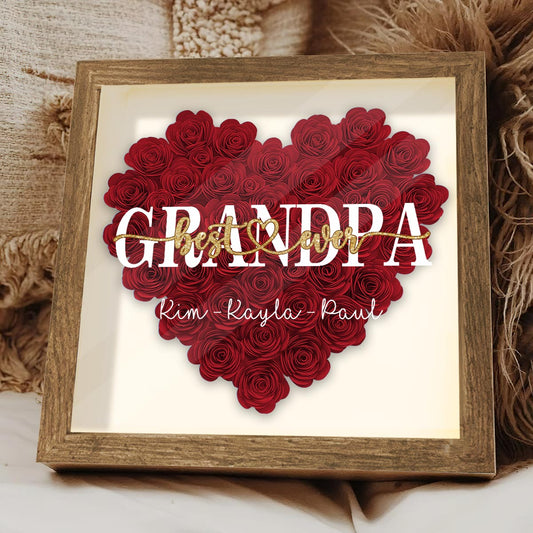 Best Mommy Ever - Gift for mom, grandma, grandpa, dad, aunt, sister - Personalized Flower Shadow Box