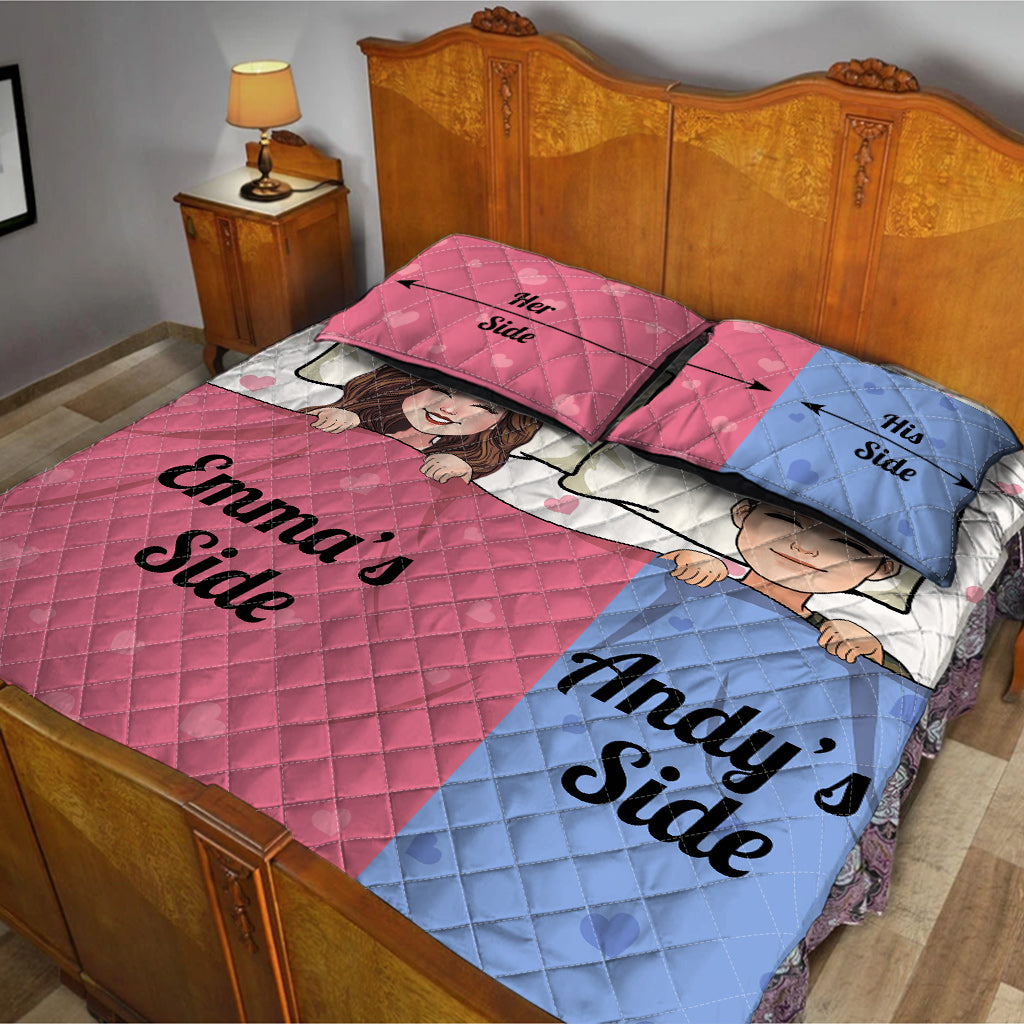 Her Side - His Side - Personalized Couple Quilt Set