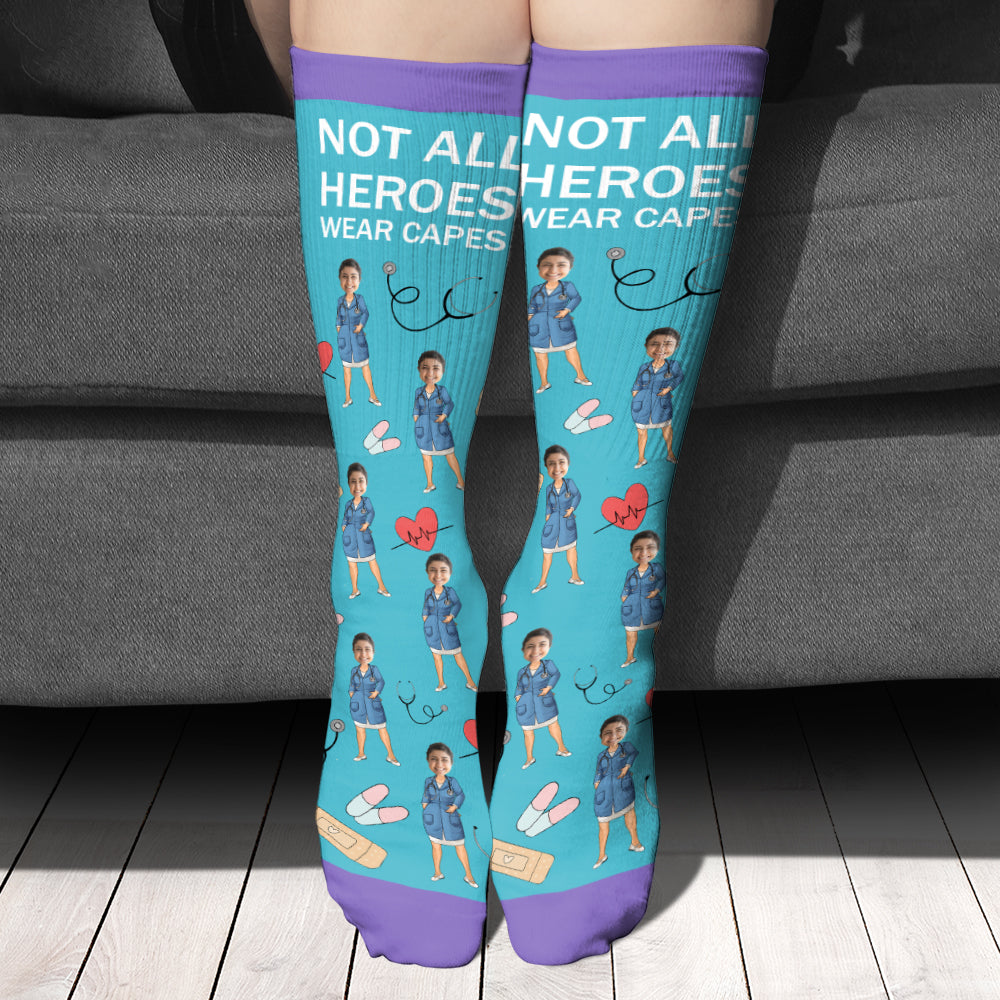 Not All Hero Wear Capes - Personalized Nurse Socks