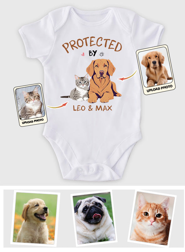 Photo de votre animal de compagnie dessinée personnalisée - Cadeau de naissance - Body bébé personnalisé