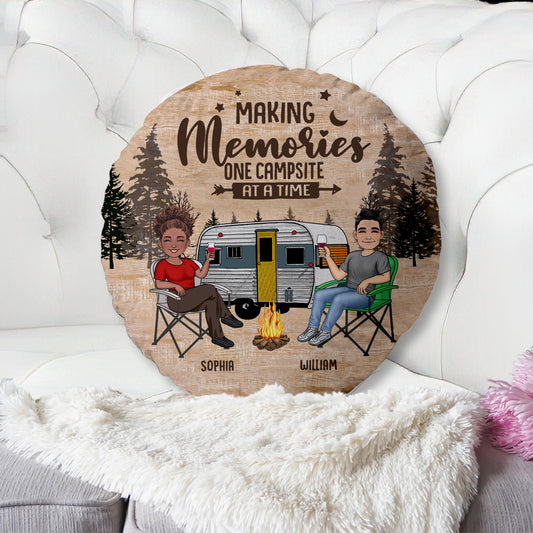 Happy Camper - Camping gift for husband, wife, boyfriend, boyfriend - Personalized Shaped Pillow