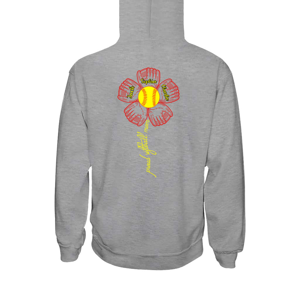 Stolze Softball-Mama, Oma und Tante – Personalisiertes Softball-T-Shirt und Hoodie