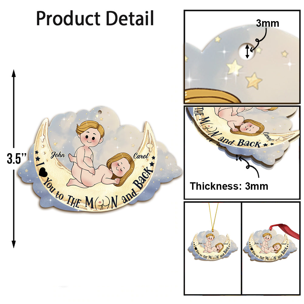 I Love You To The Moon And Back - Personalized Couple Ornament