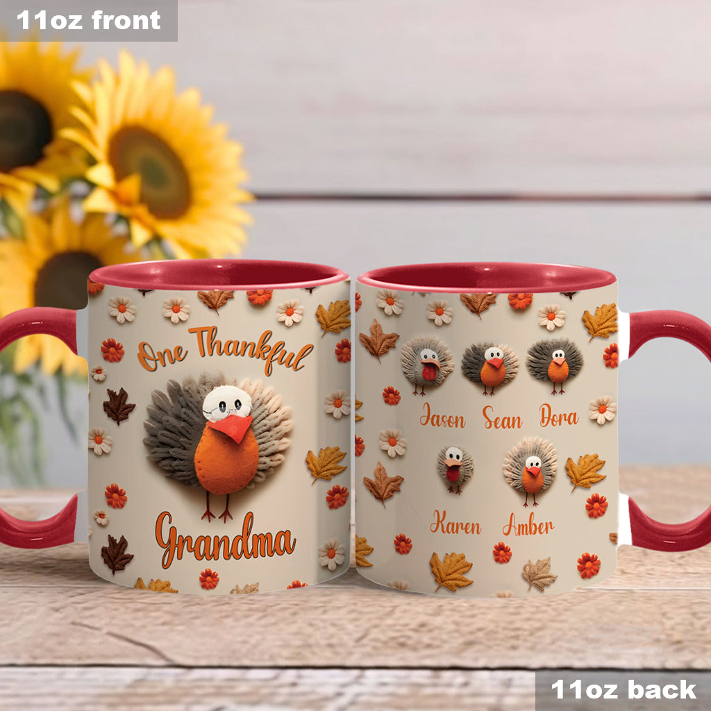 One Thankful Grandma - Gift for grandma, mom - Personalized Accent Mug