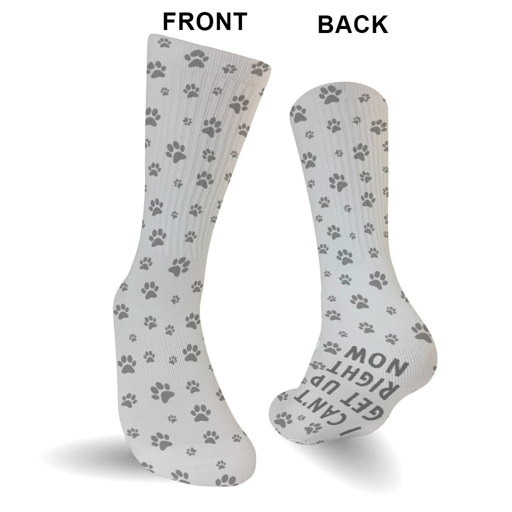 Ich kann jetzt aufstehen – Katzengeschenk für Hundeliebhaber – Personalisierte Socken