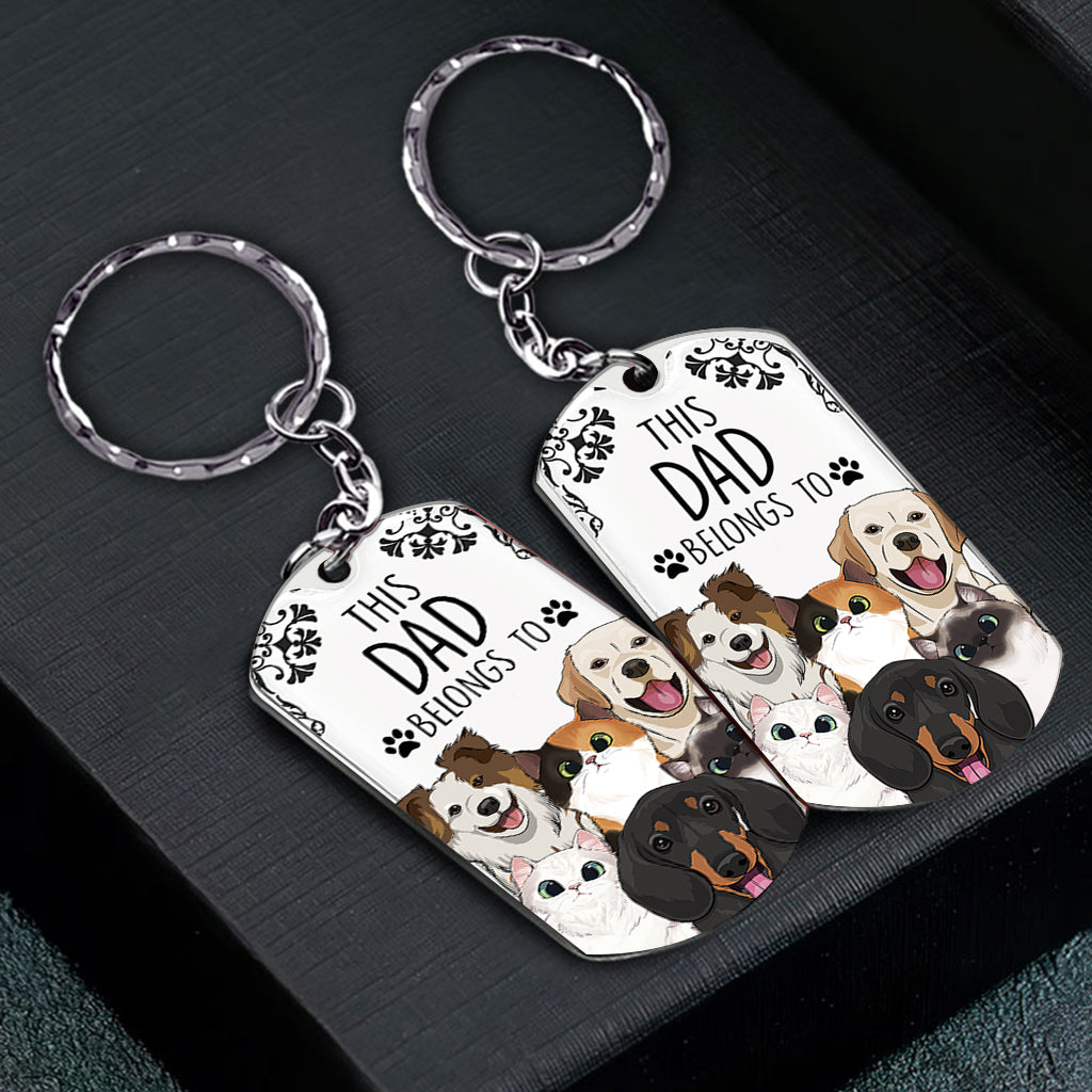 This Human Belongs To - Dog gift for cat lover - Personalized Stainless Steel Keychain