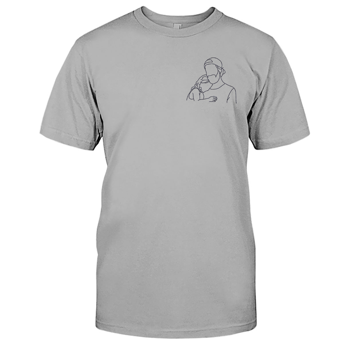 Custom Line Art - Personalized Father Embroidered T-shirt