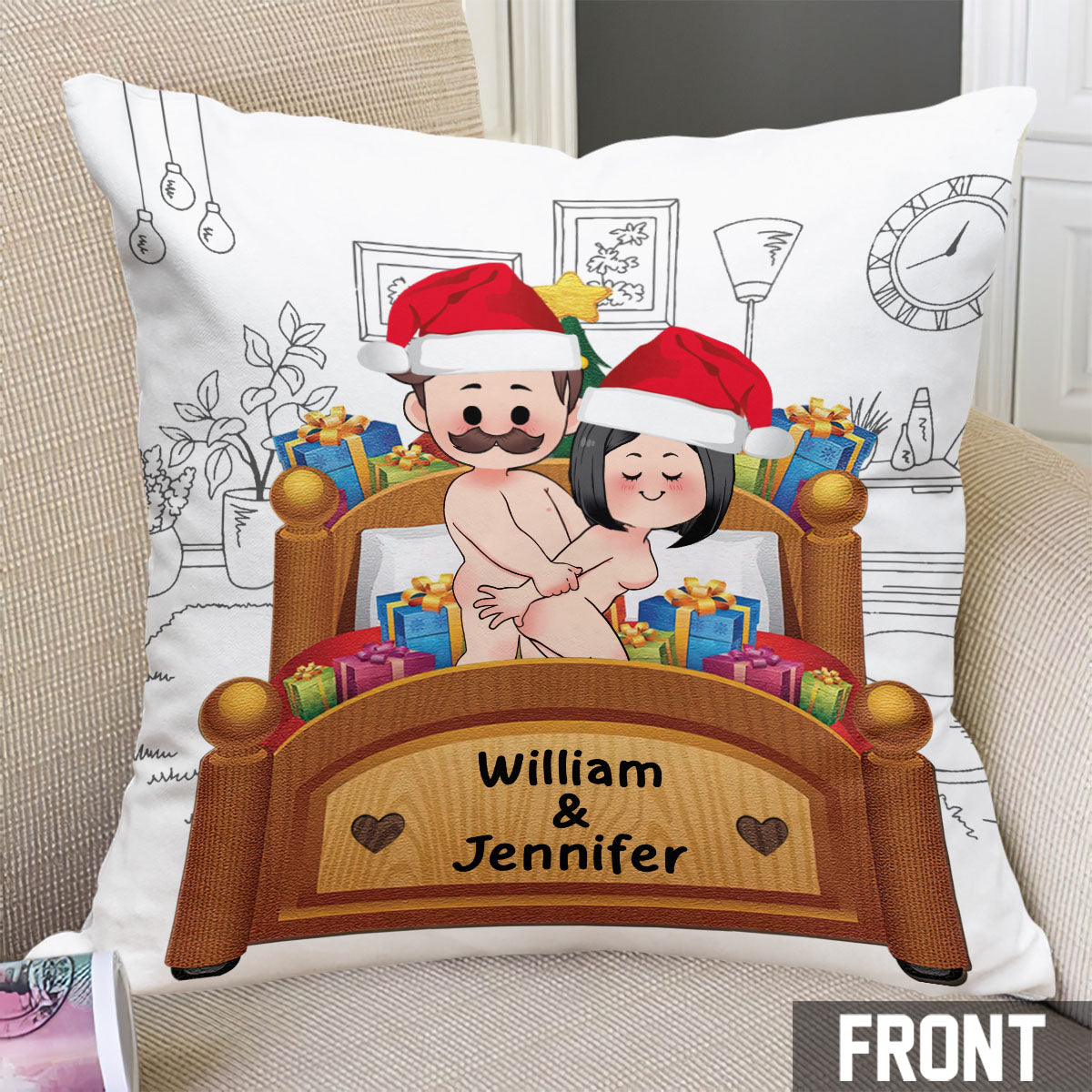 Let's Be Naughty - Personalized Couple Throw Pillow