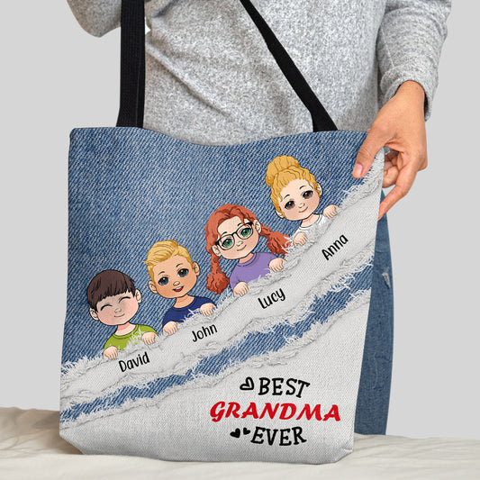 Meilleure grand-mère du monde - Sac fourre-tout personnalisé pour grand-mère