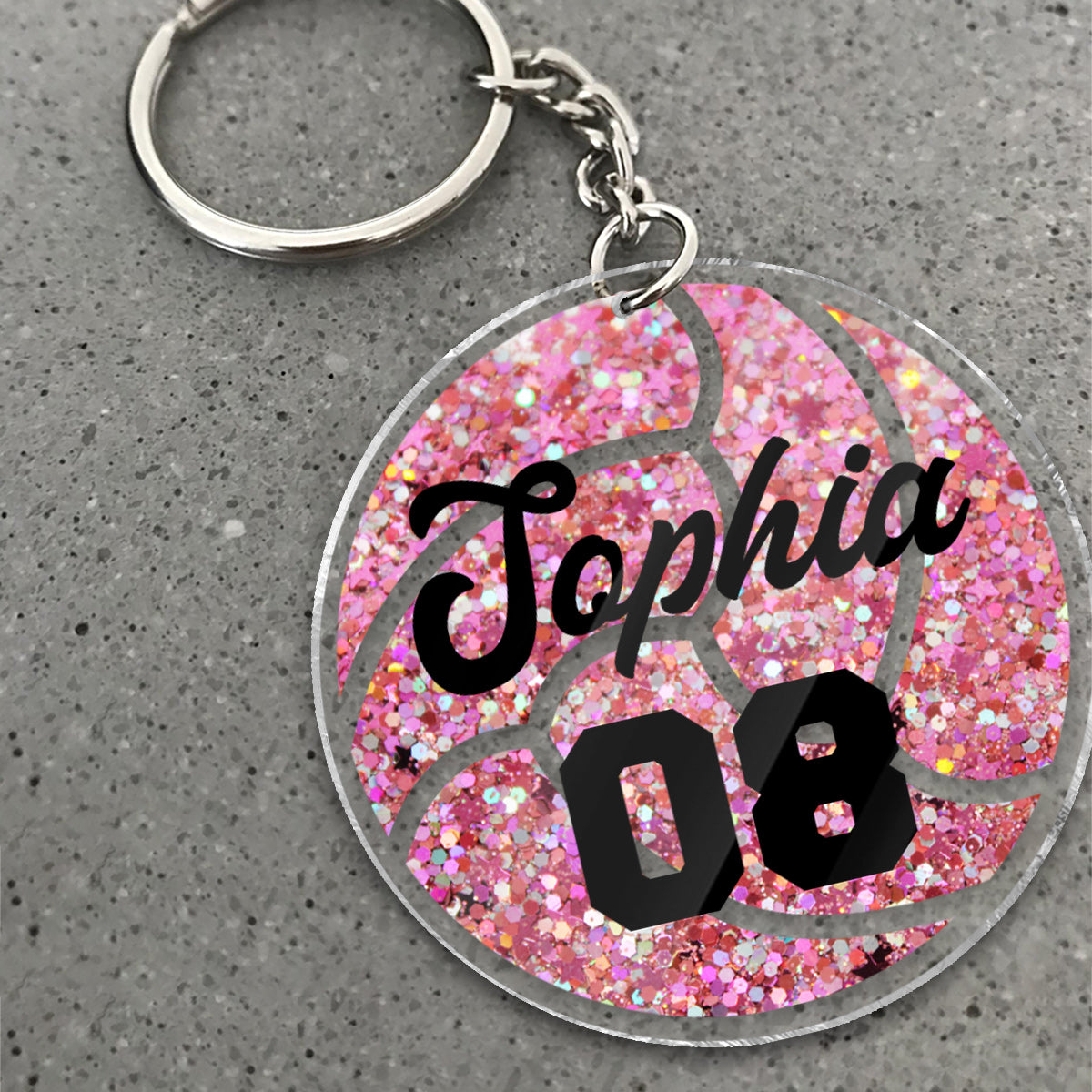 Équipe de volley-ball - Porte-clés transparent personnalisé sur le thème du volley-ball