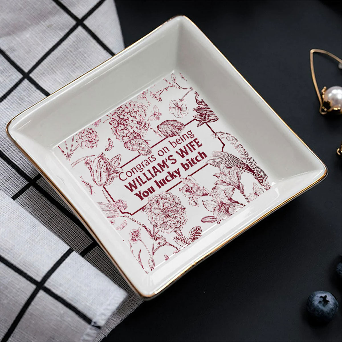 Congrats On Being My Girlfriend / Wife You Lucky - gift for wife, girlfriend - Personalized Jewelry Dish