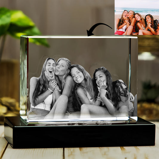 Lampe en cristal 3D cubique gravée au laser avec photo personnalisée - Tante