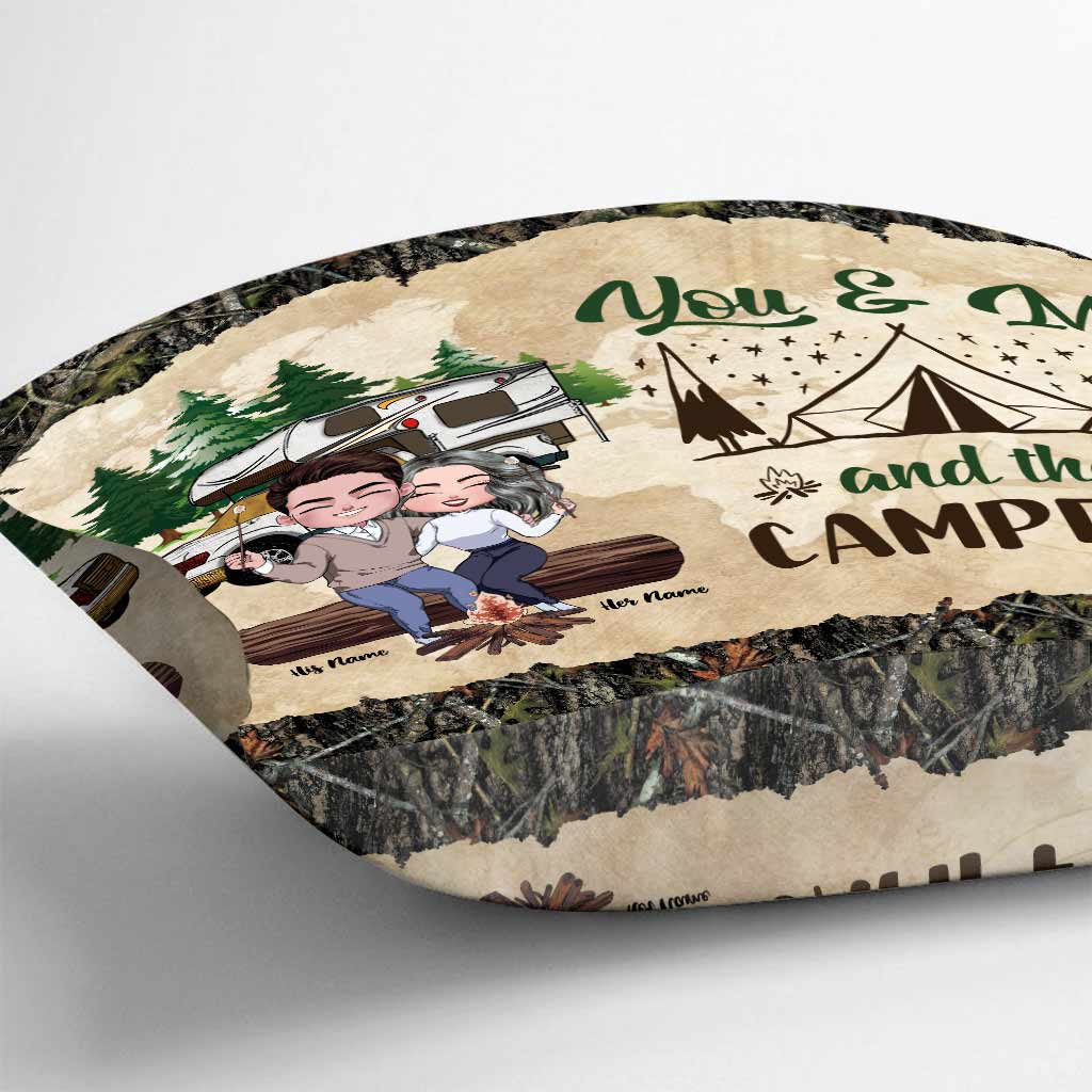 Du und ich und das Lagerfeuer – Personalisiertes Camping-Dekokissen