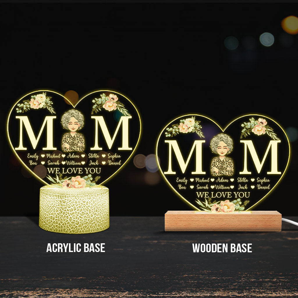 Mom - Personalized Mother's Day Mother Shaped Plaque Light Base