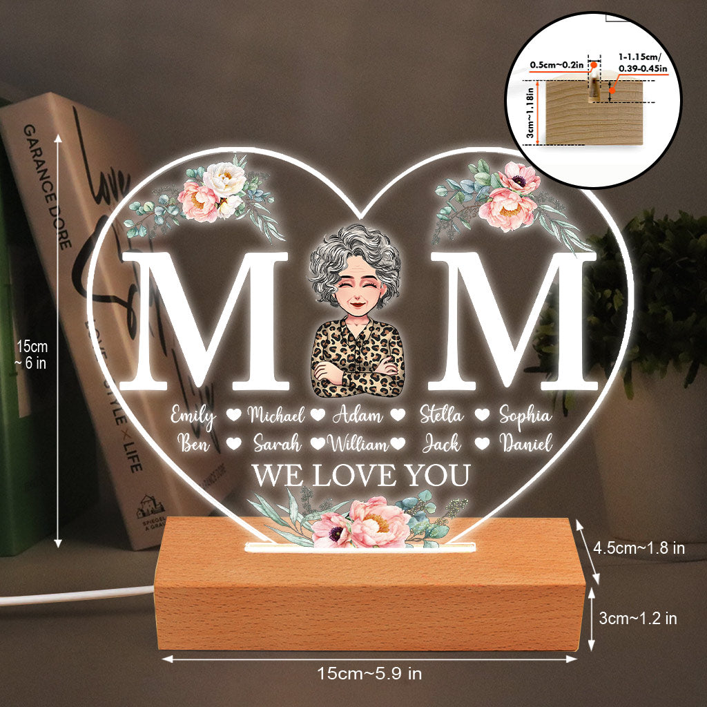 Mom - Personalized Mother's Day Mother Shaped Plaque Light Base