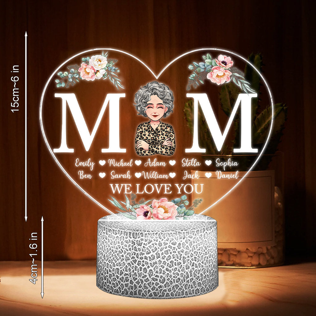 Mom - Personalized Mother's Day Mother Shaped Plaque Light Base