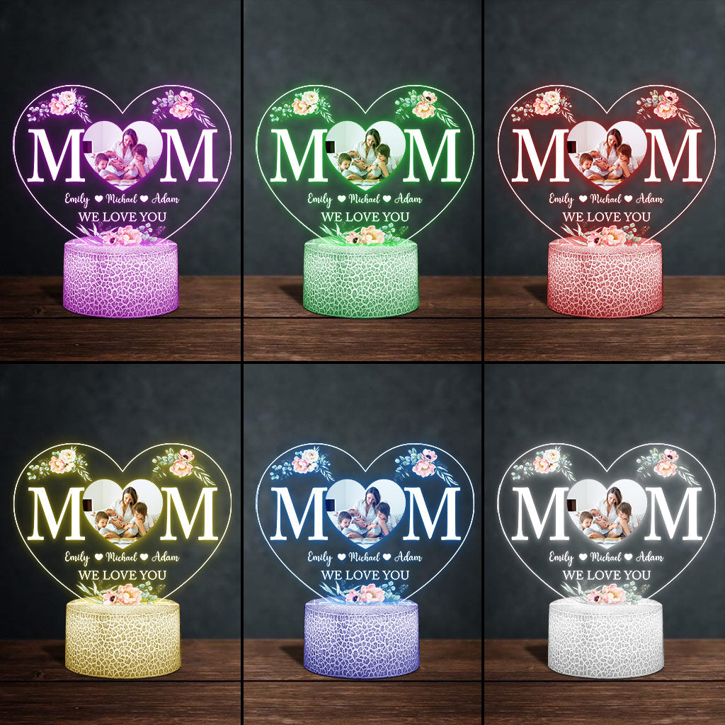 Mom - Personalized Mother's Day Mother Shaped Plaque Light Base
