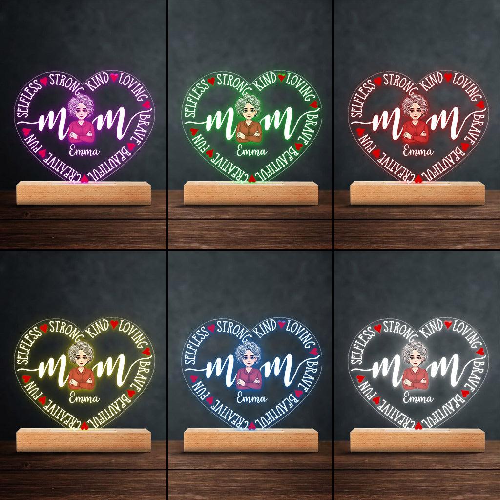 Mom - Personalized Mother's Day Mother Shaped Plaque Light Base