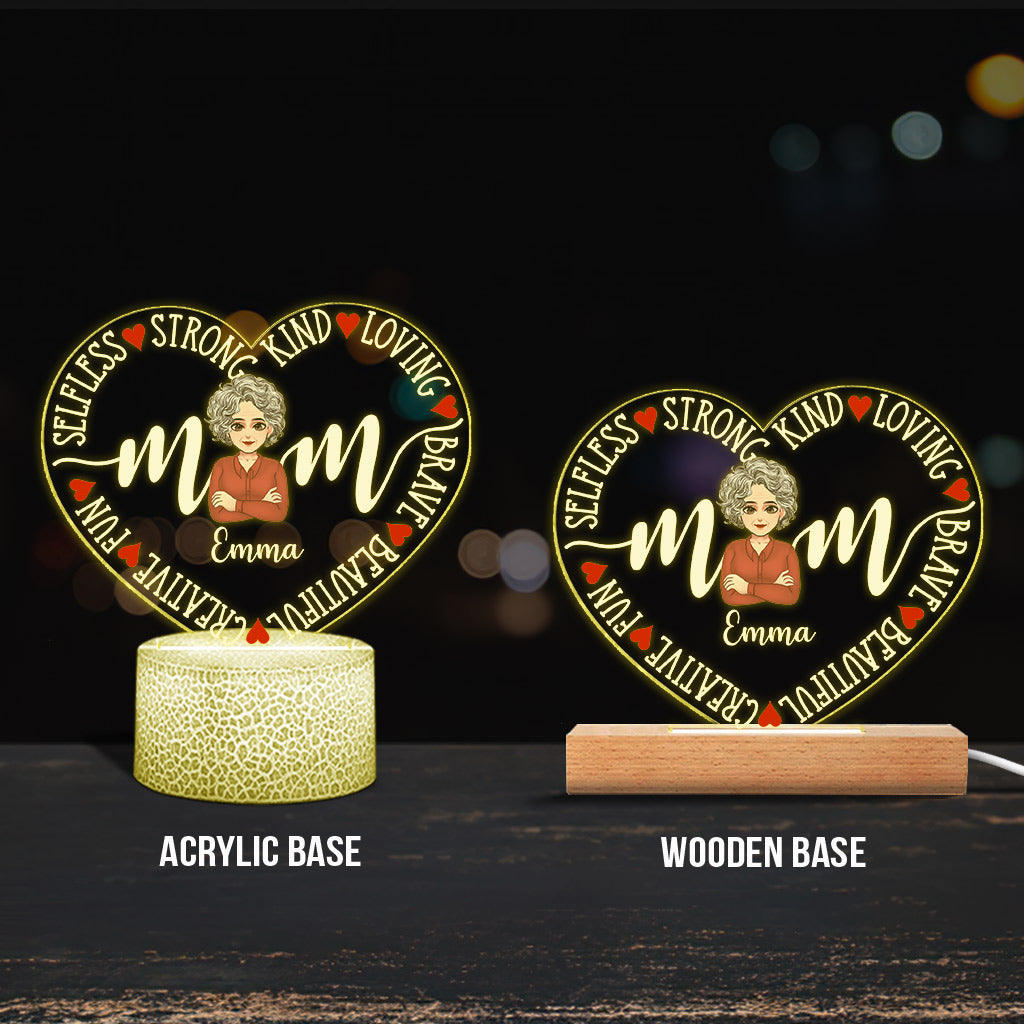 Mom - Personalized Mother's Day Mother Shaped Plaque Light Base