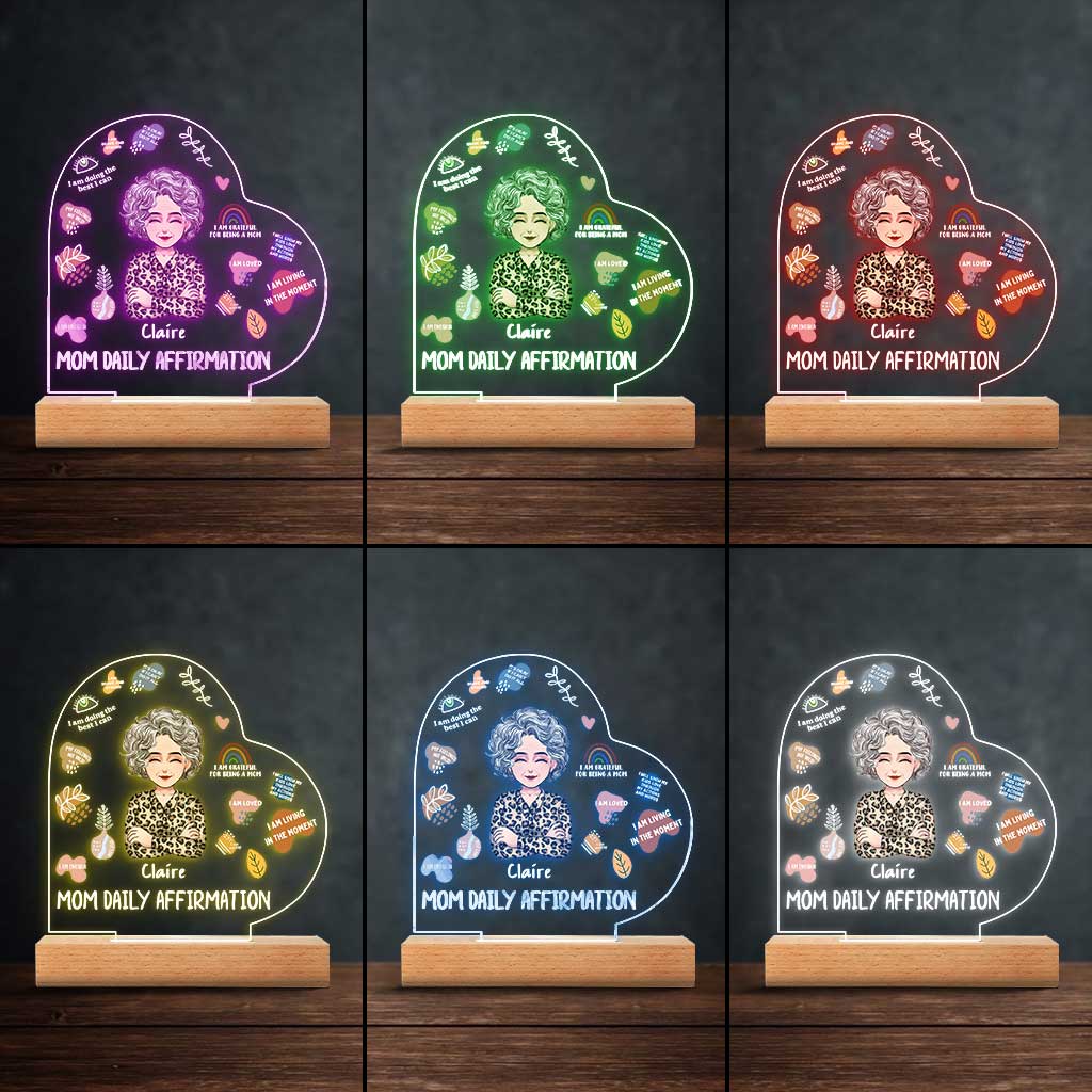 Mom Daily Affirmation - Personalized Mother's Day Mother Shaped Plaque Light Base