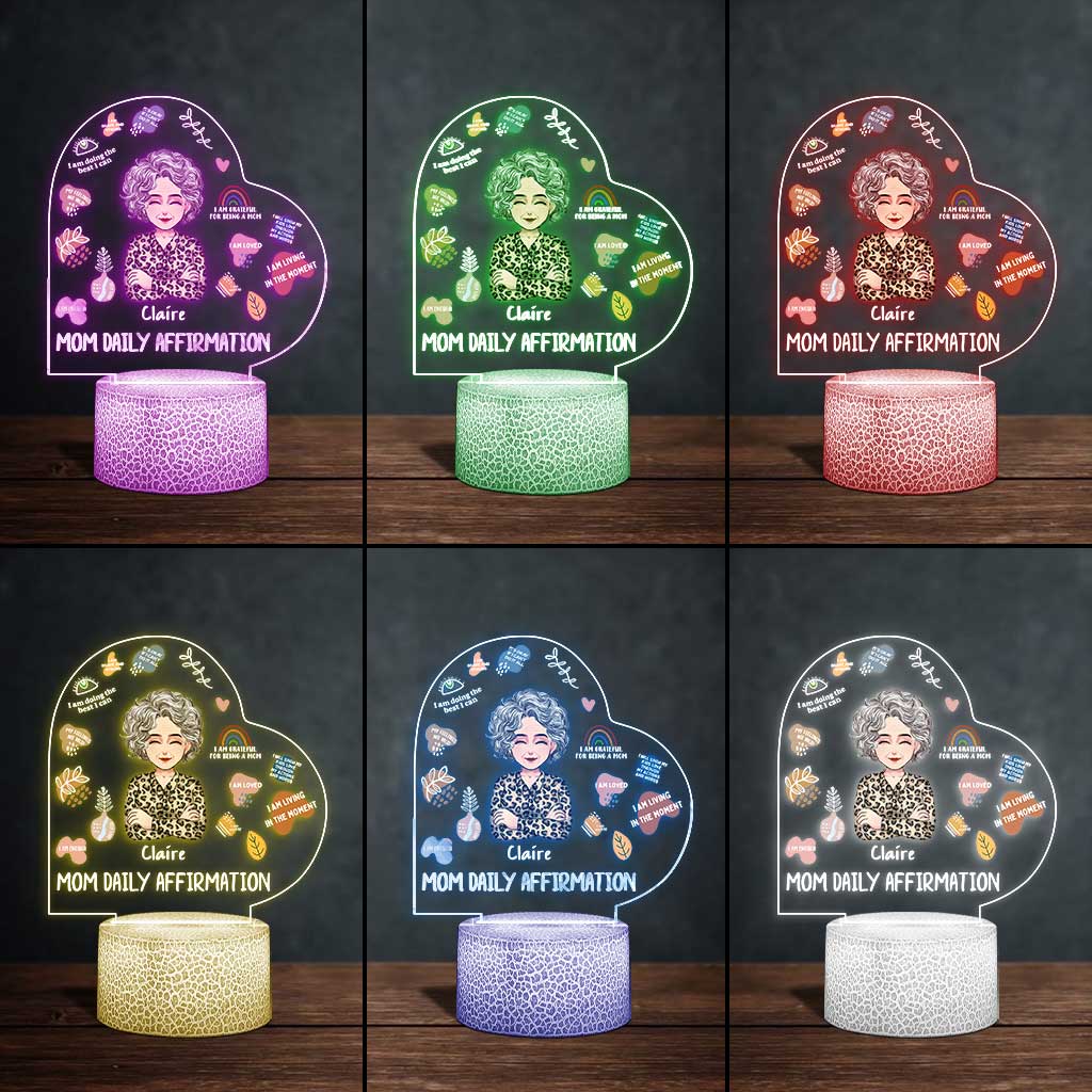 Mom Daily Affirmation - Personalized Mother's Day Mother Shaped Plaque Light Base