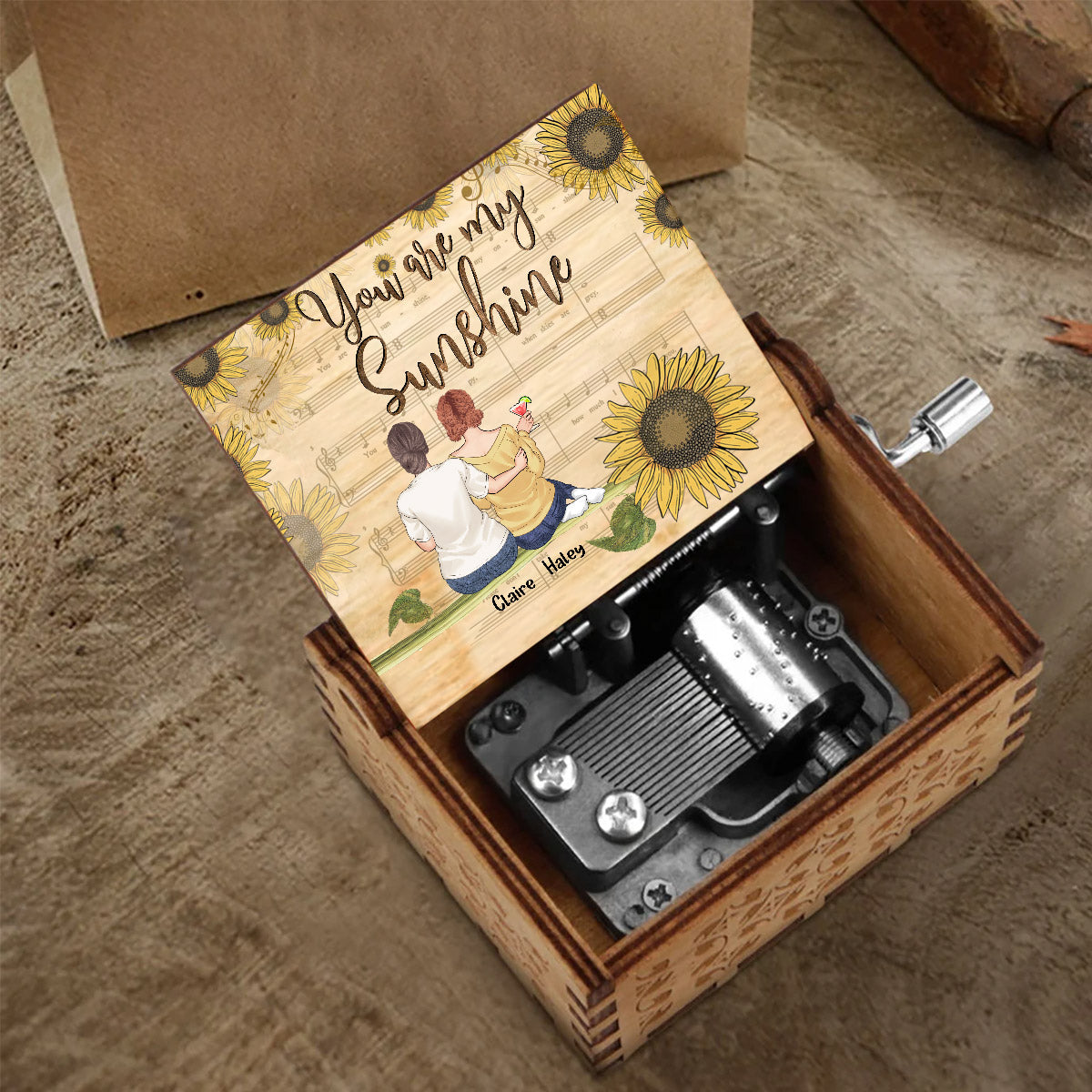 You Are My Sunshine - Personalized Mother's Day Mother Hand Crank Music Box