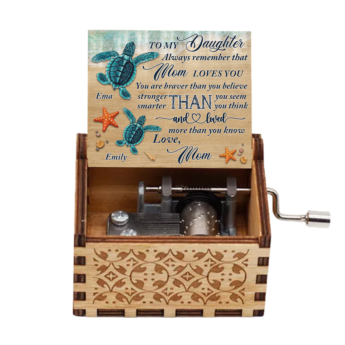 N'oublie jamais ça - Cadeau pour grand-mère, maman, fille, petite-fille, fils, petit-fils, grand-père, papa - Boîte à musique à manivelle personnalisée