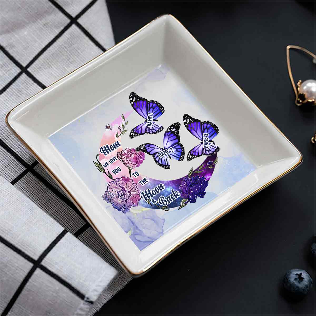 I Love You To The Moon And Back - Personalized Mother's Day Mother Jewelry Dish