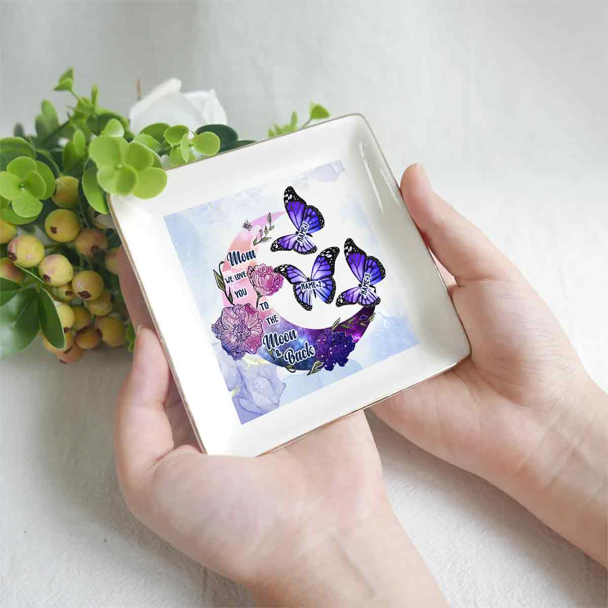 I Love You To The Moon And Back - Personalized Mother's Day Mother Jewelry Dish