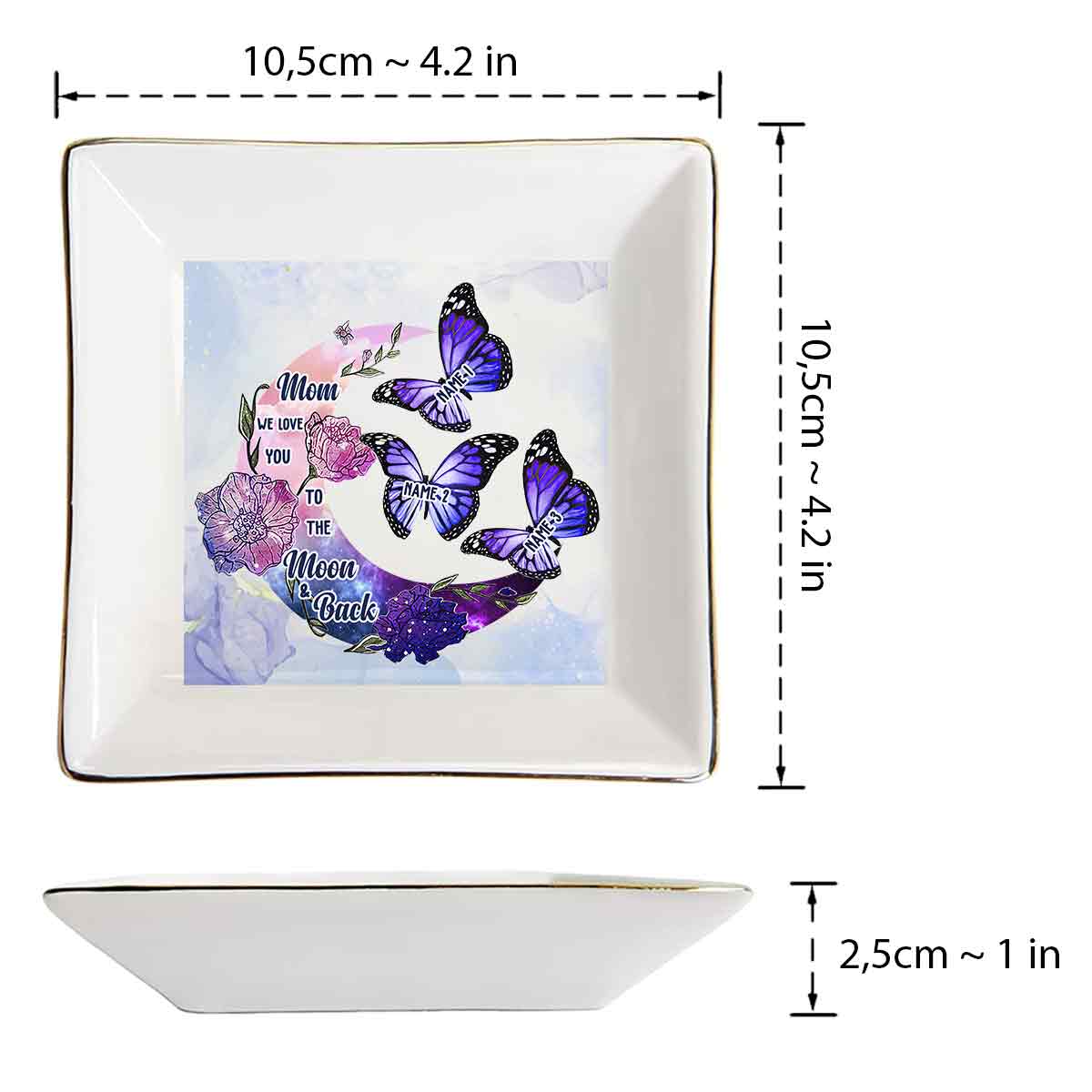 I Love You To The Moon And Back - Personalized Mother's Day Mother Jewelry Dish