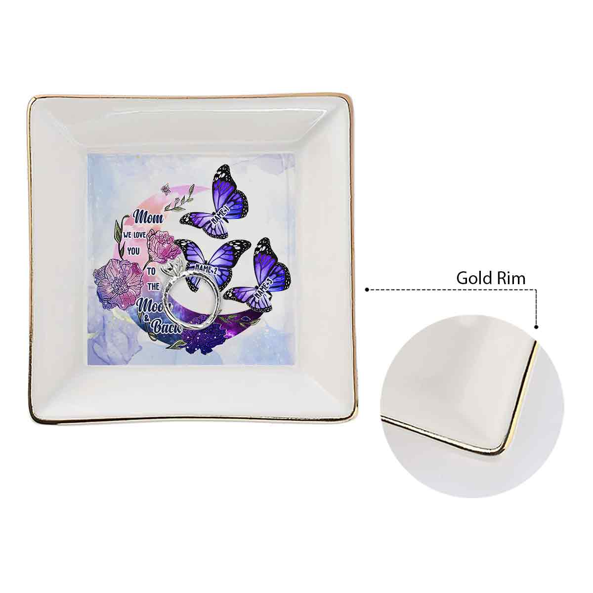 I Love You To The Moon And Back - Personalized Mother's Day Mother Jewelry Dish