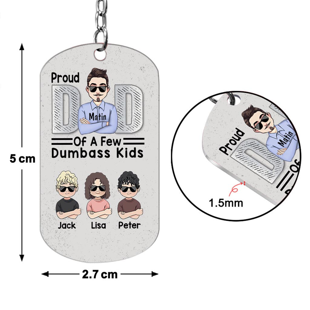 Proud Dad Of A Few - Personalized Father's Day Father Stainless Steel Keychain