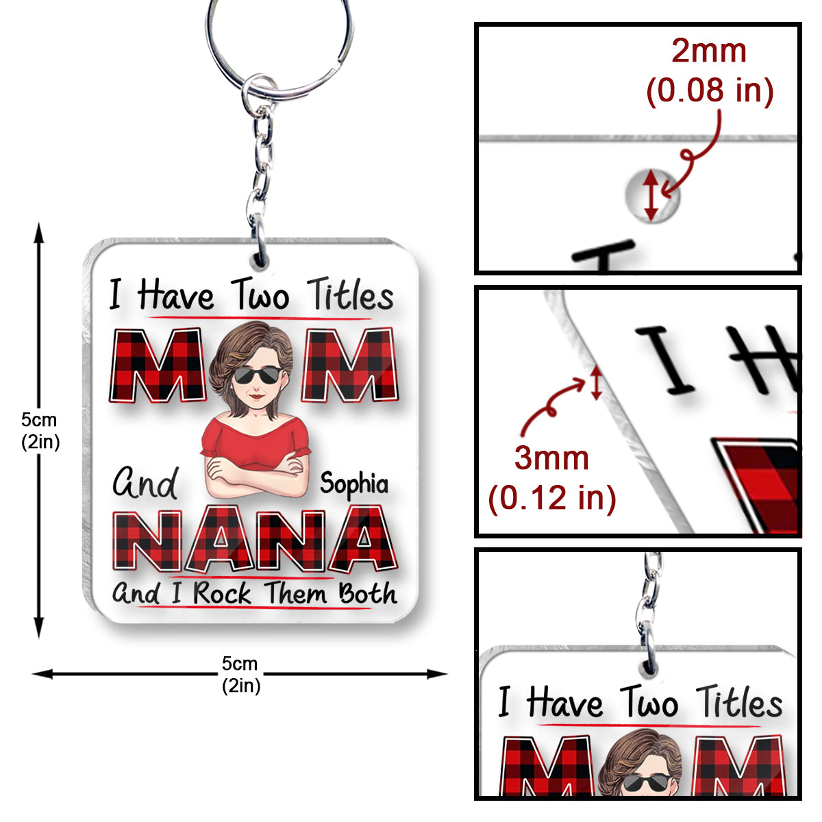 I Have Two Title - Personalized Mother's Day Mother Transparent Keychain
