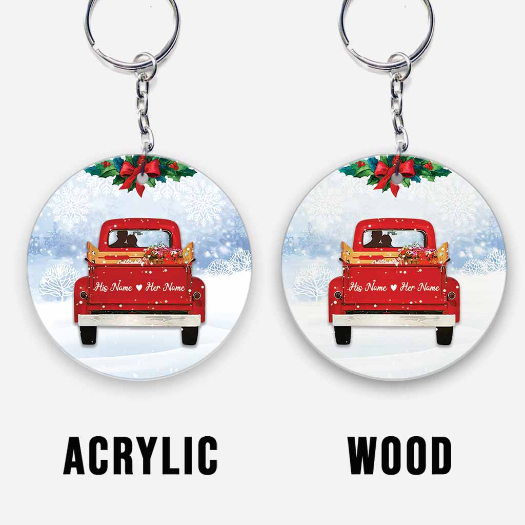 God Blessed The Broken Road - Personalized Couple Keychain (Printed On Both Sides)