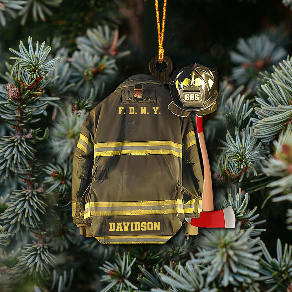 Mon uniforme - Ornement de Noël personnalisé de pompier (Imprimé des deux côtés)