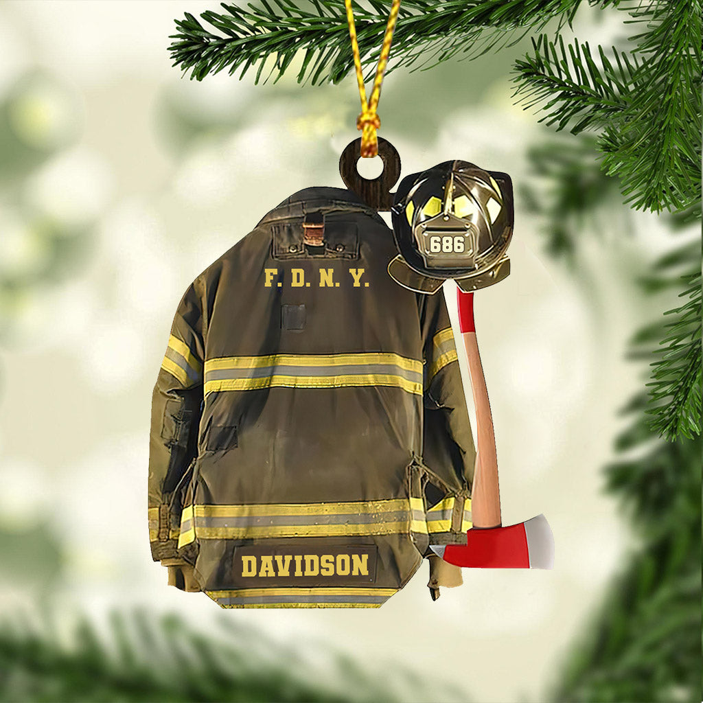 Mon uniforme - Ornement de Noël personnalisé de pompier (Imprimé des deux côtés)