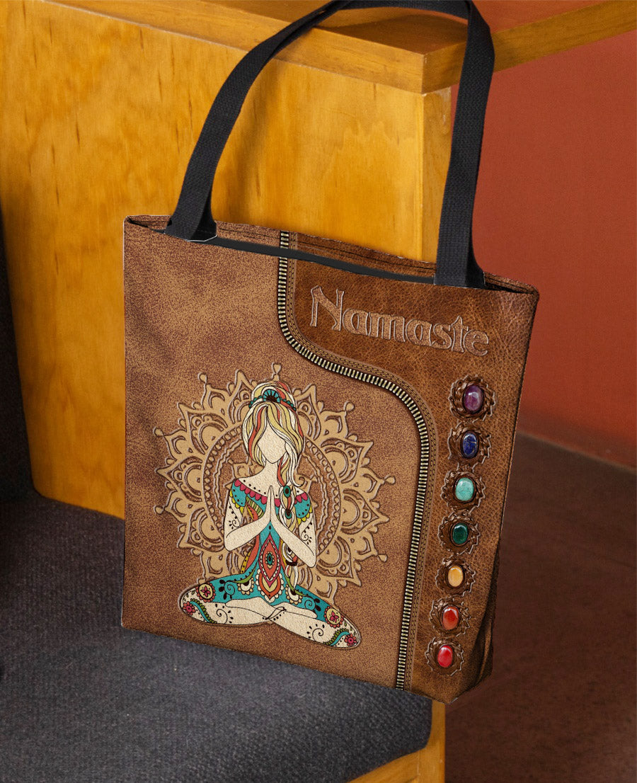Namaste - Sac fourre-tout de yoga imprimé motif cuir