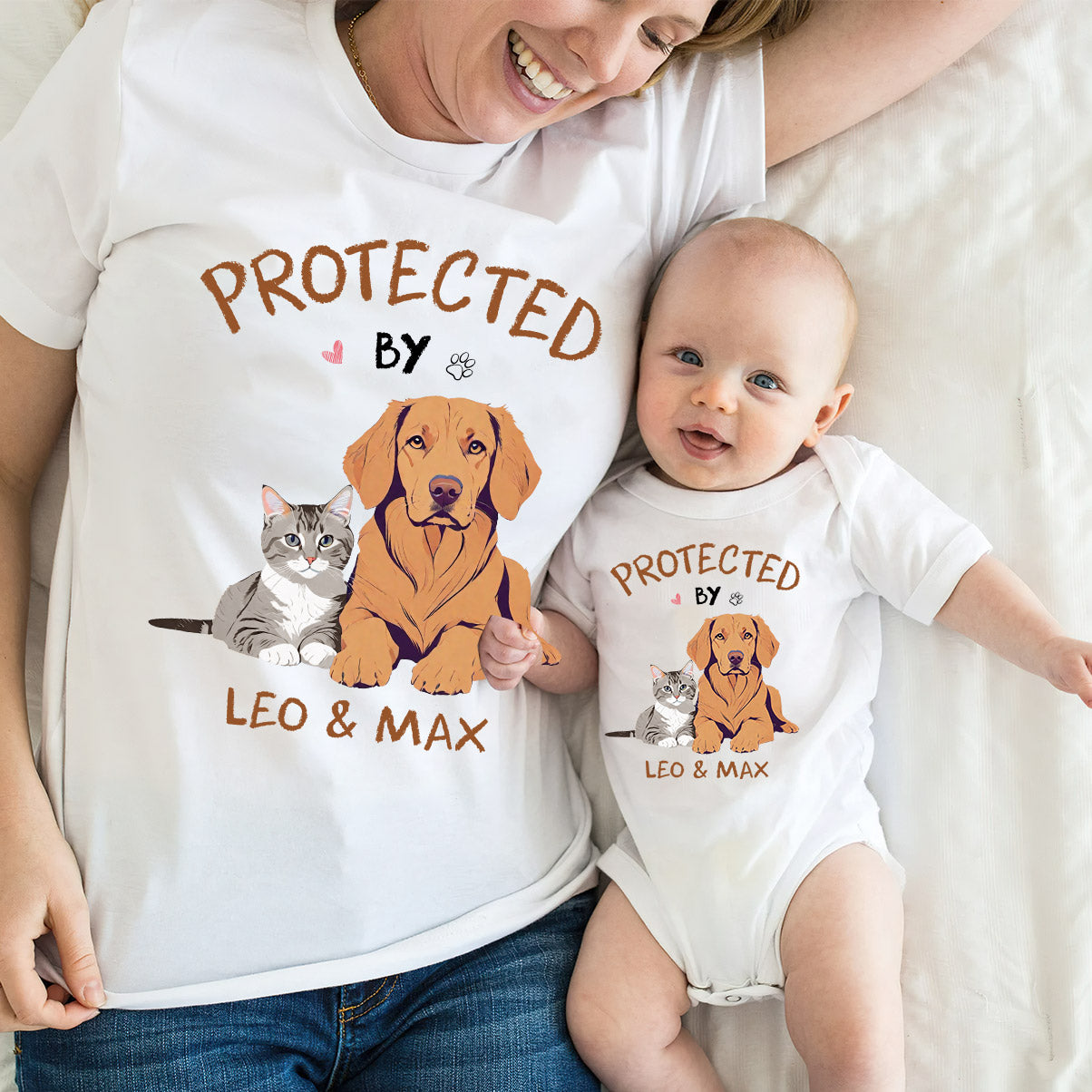 Photo de votre animal de compagnie dessinée personnalisée - Cadeau de naissance - Body bébé personnalisé