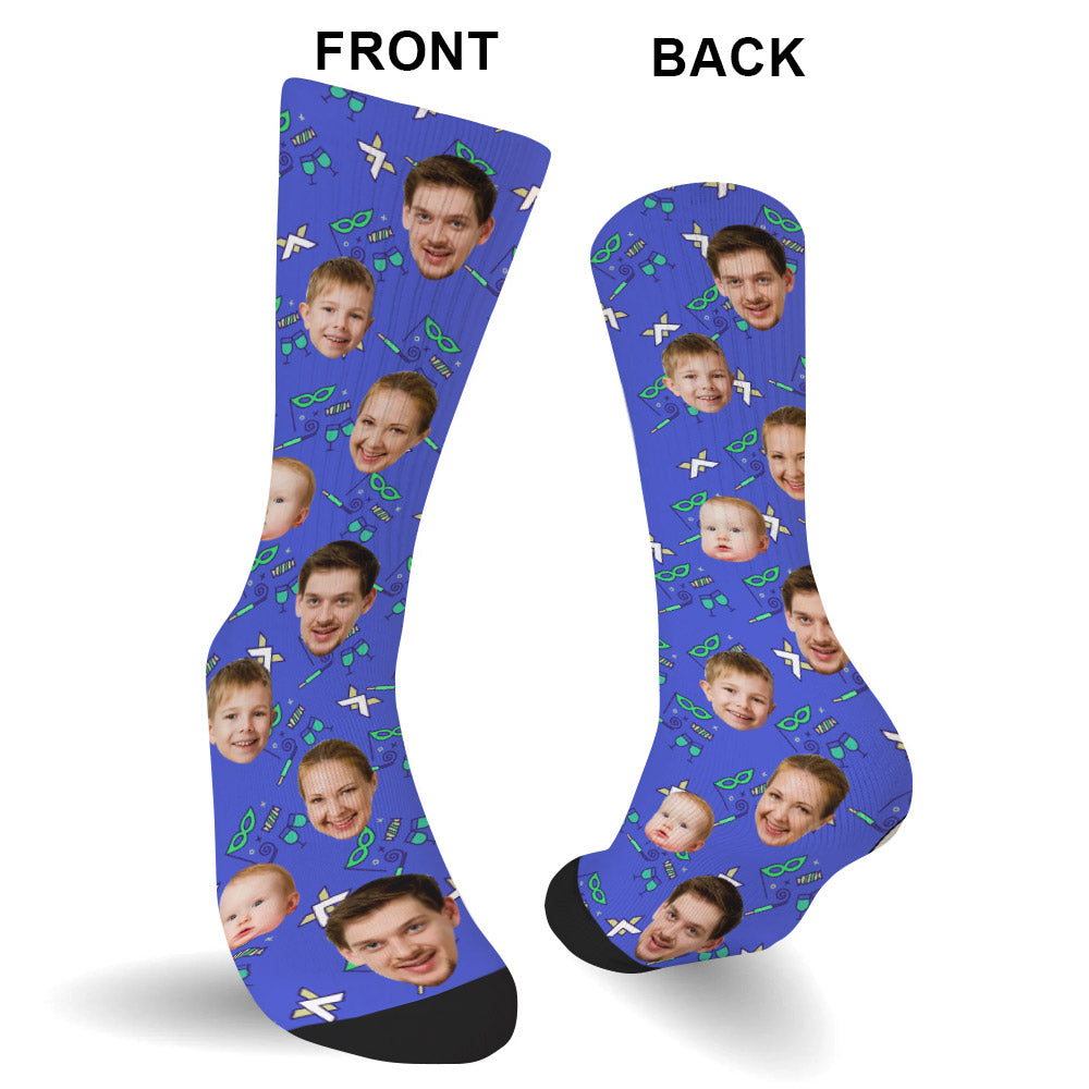 Individuelles Gesichtsmuster für Partys – personalisierte Familiensocken