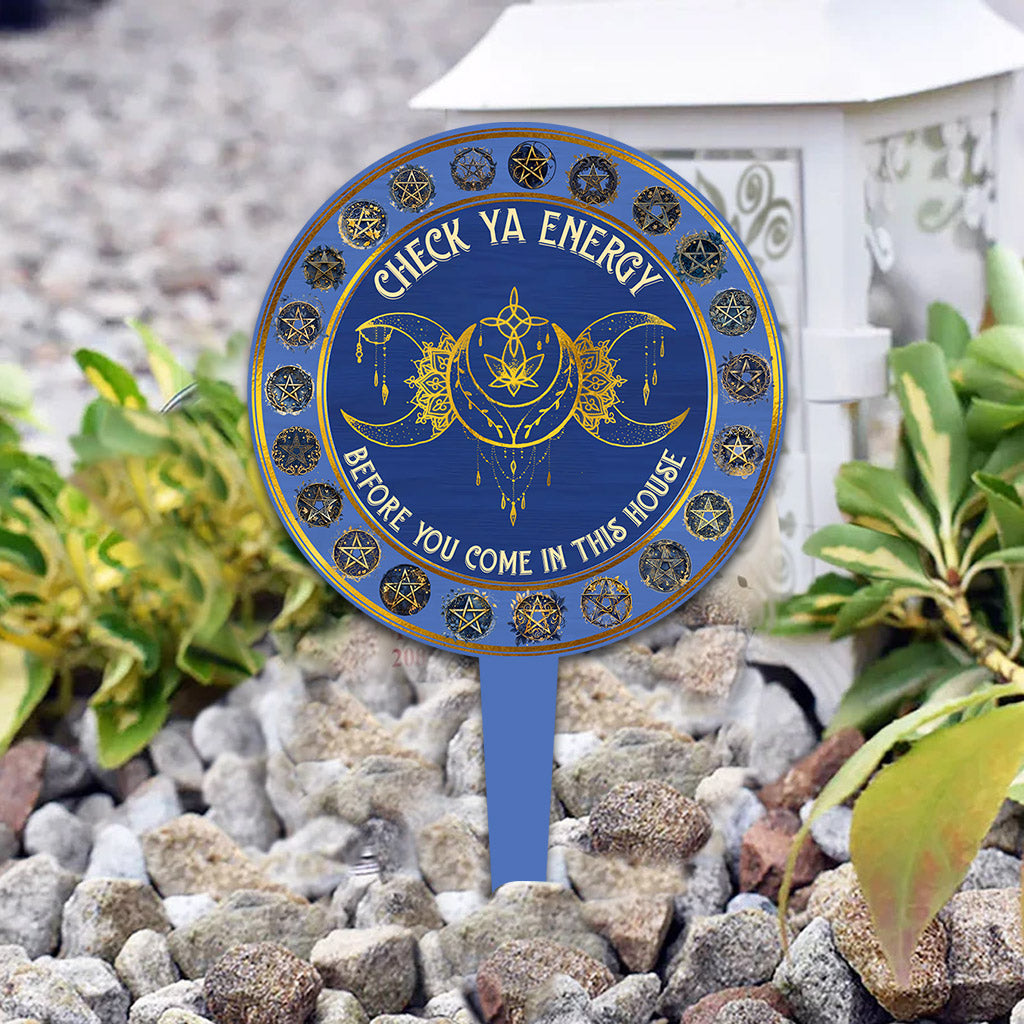 Check Your Energy - Witch Acrylic Garden Sign