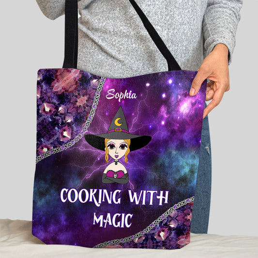 Cooking With Magic - Personalized Witch Tote Bag