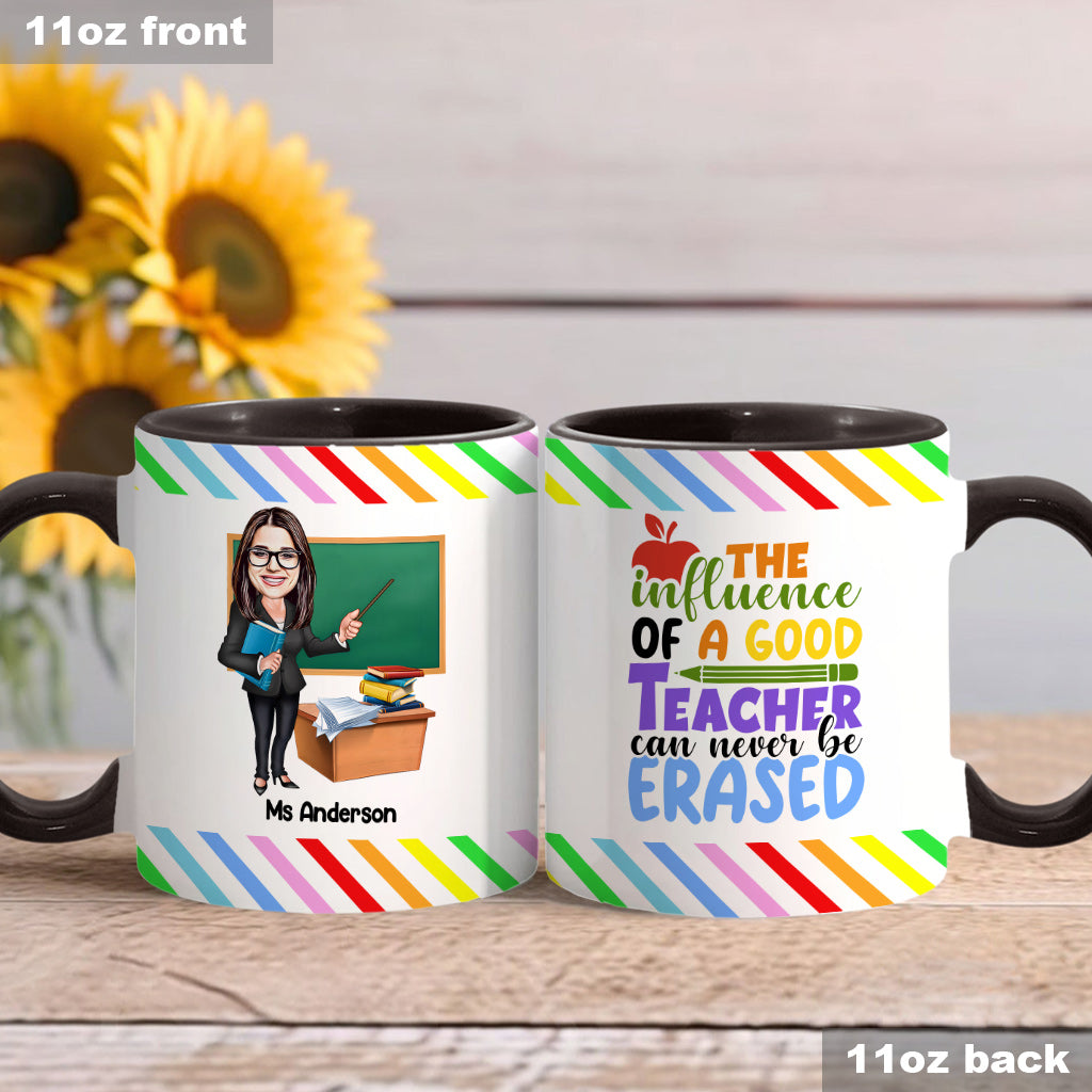 Der Einfluss eines guten Lehrers ist unvergänglich – personalisierte Tasse mit Lehrer-Akzent
