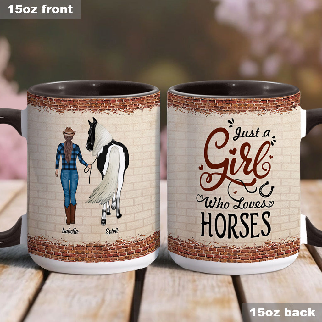 Mug personnalisé « Juste une fille qui aime les chevaux » avec motif cheval
