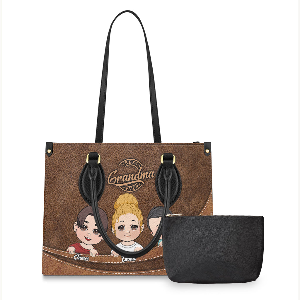 Best Grandma Ever - Personalized Grandma Leather Handbag