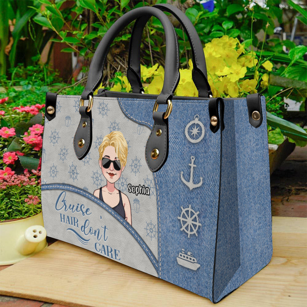 Kreuzfahrt-Frisur egal - Personalisierte Kreuzfahrt-Lederhandtasche