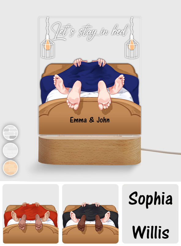 Let's Stay In Bed - Personalized Couple Shaped Plaque Light Base