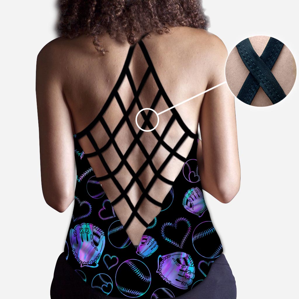 Baseball Mom Hologramm Baseball Kreuz Tanktop