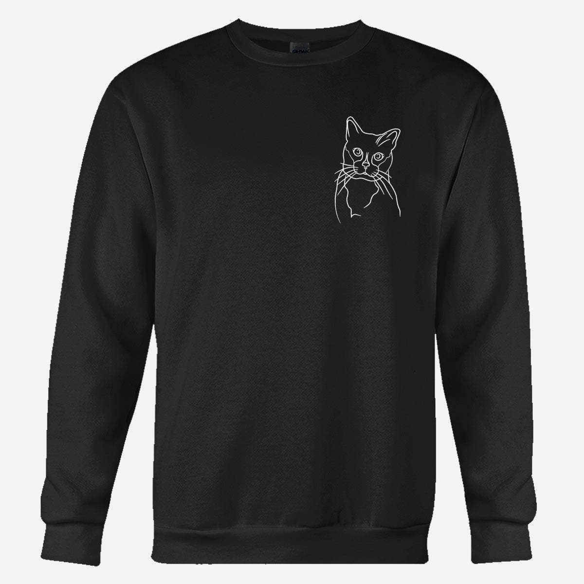 Individuelle Linienzeichnung – Personalisierter Pullover mit Katzenstickerei
