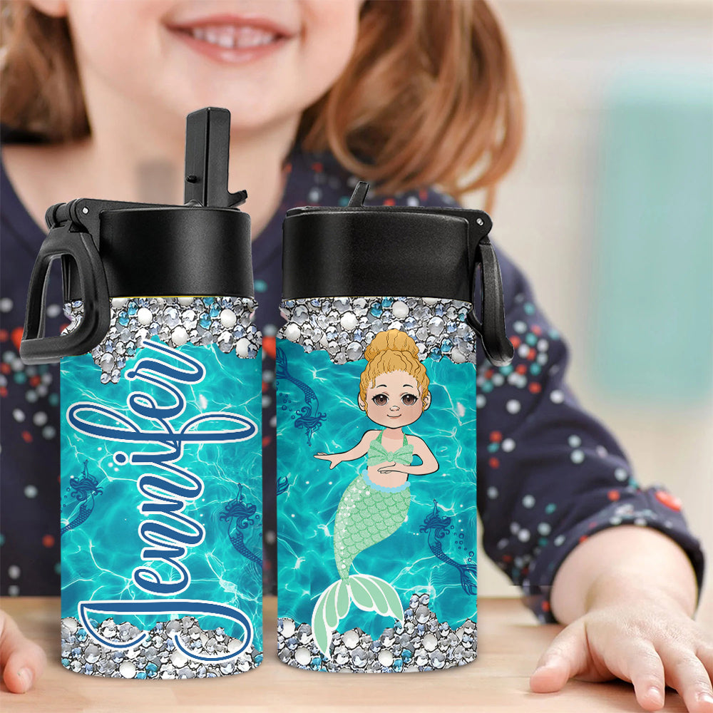 Kleine Meerjungfrau – Personalisierte Familien-Wasserflasche für Kinder